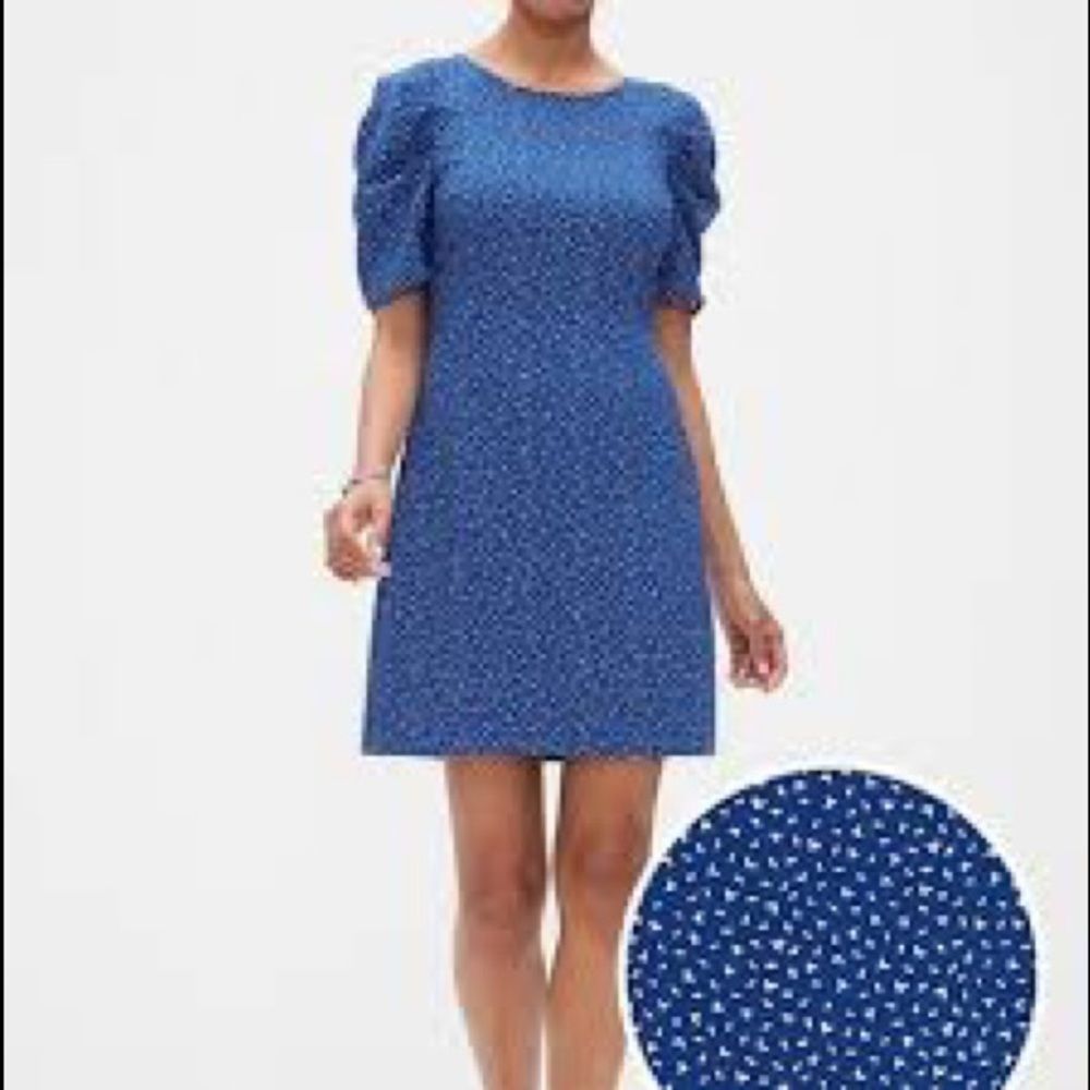 Banana Republic NWT blue spotted puff sleeve dress